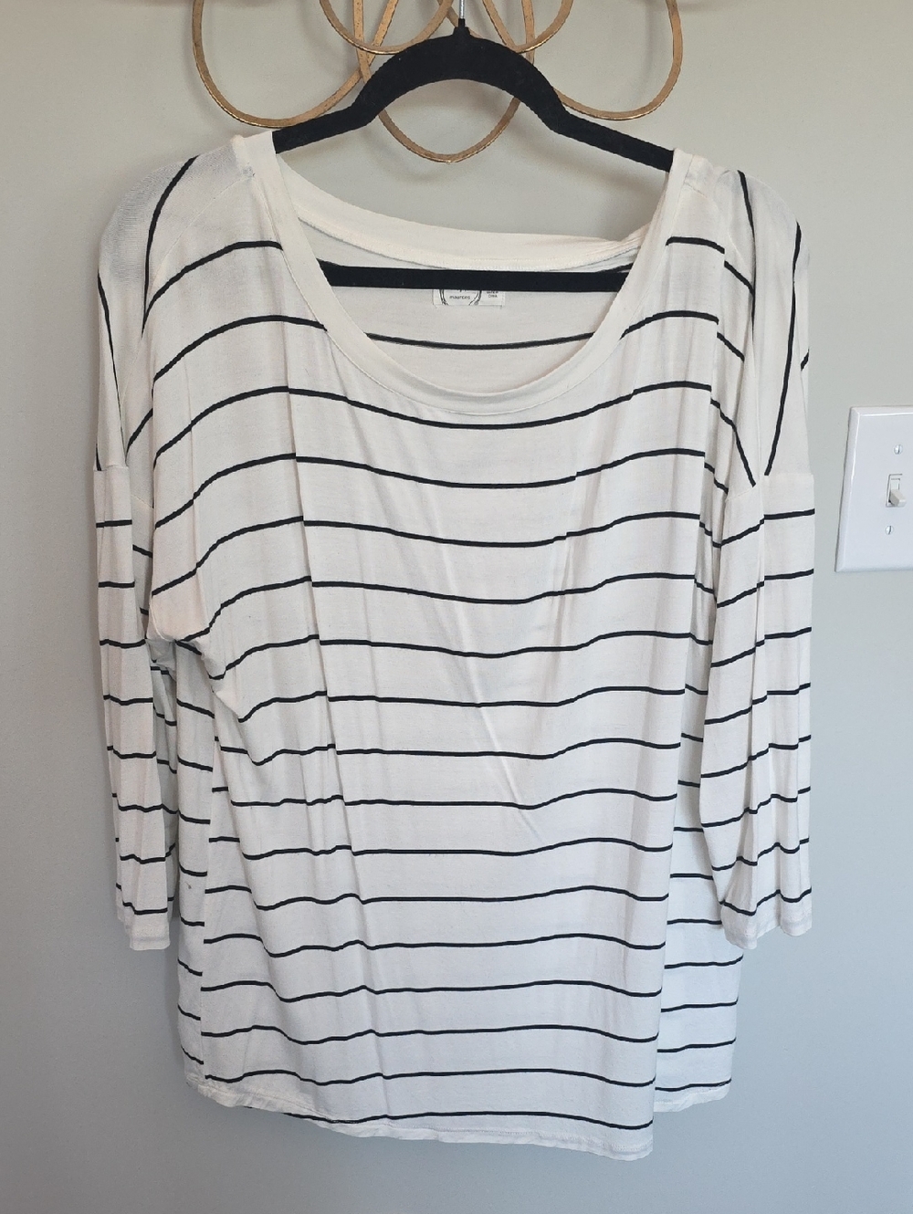 Maurices White and Black Striped Long Sleeve Tee